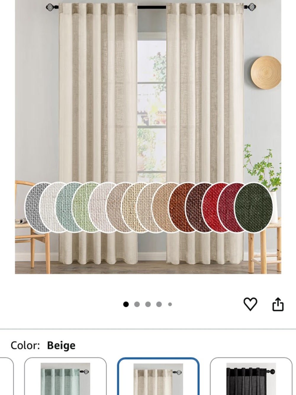 Amazon Beige Linen-Look Grommet Curtains